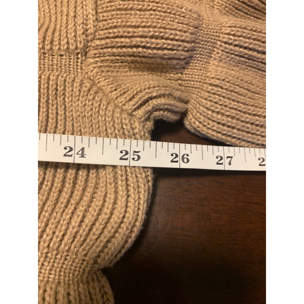 KIRUNDO XL Tan Ribbed Tiered Puff Sleeve Crewneck Sweater Pullover - Picture 5 of 8